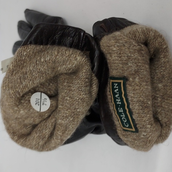 Cole Haan Rich Brown Leather Gloves With 100% Cashmere Lining. Made In Italy 7.5 - Picture 6 of 9